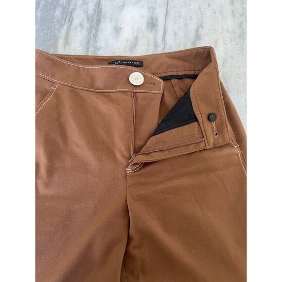 Zara Woman- Brown Wide Leg Ankle Pants Size XS - Picture 10 of 10
